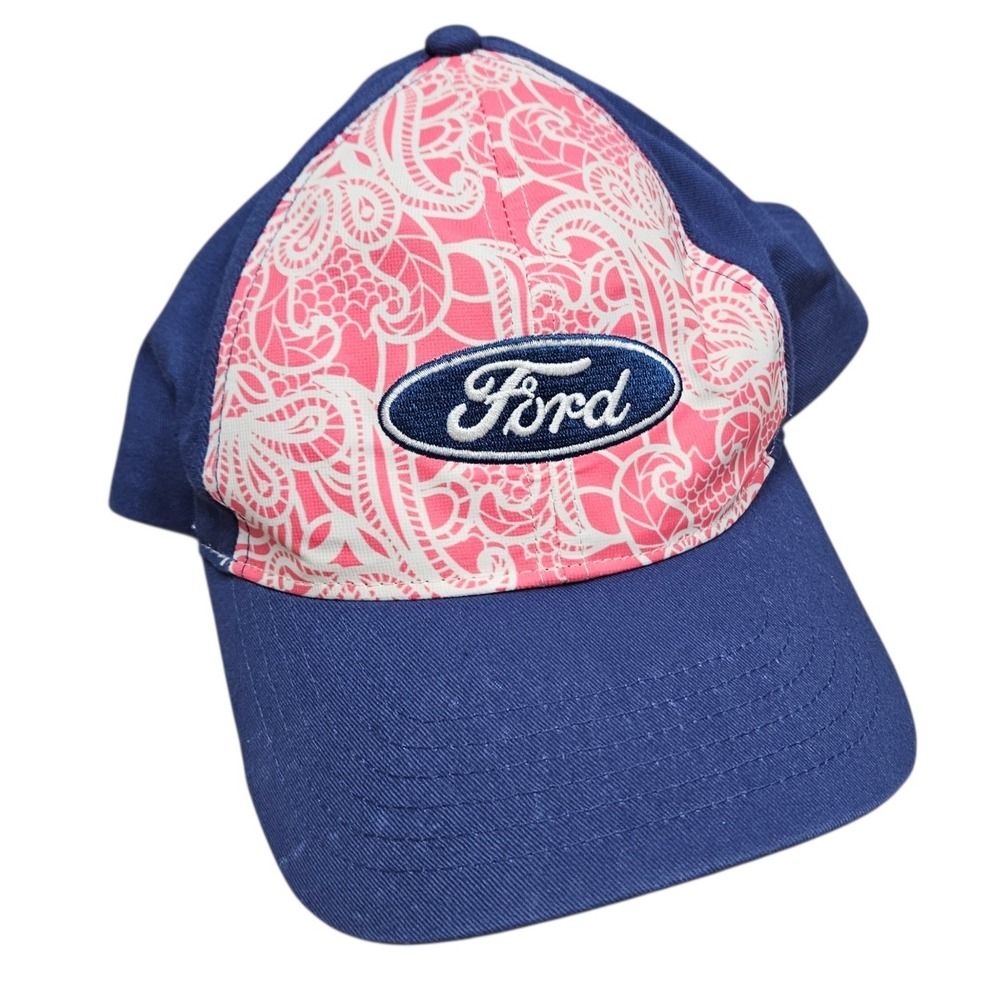Ford Baseball Cap Unisex Adjustable Navy‎ Blue Pink Paisley Embroidered Logo Hat
